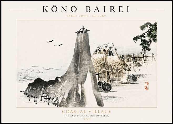 Kōno Bairei Coastal Village No3 - Juliste