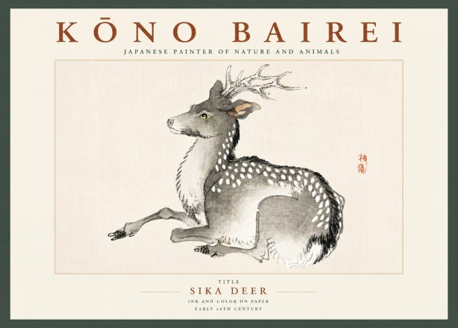 Kōno Bairei Sika Deer No2 - Juliste