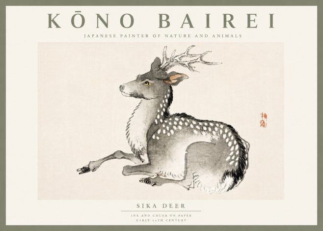 Kōno Bairei Sika Deer No5 - Juliste