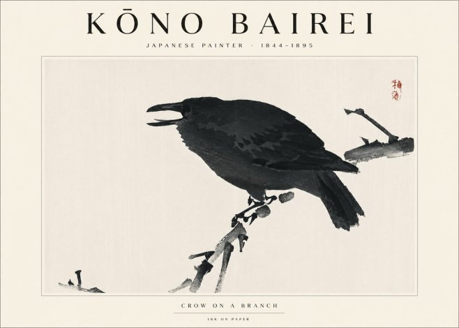 Kōno Bairei Crow on a Branch No3 - Juliste