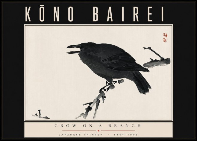Kōno Bairei Crow on a Branch No4 - Juliste