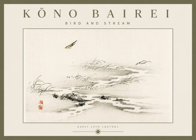 Kōno Bairei Bird and Stream No2 - Juliste