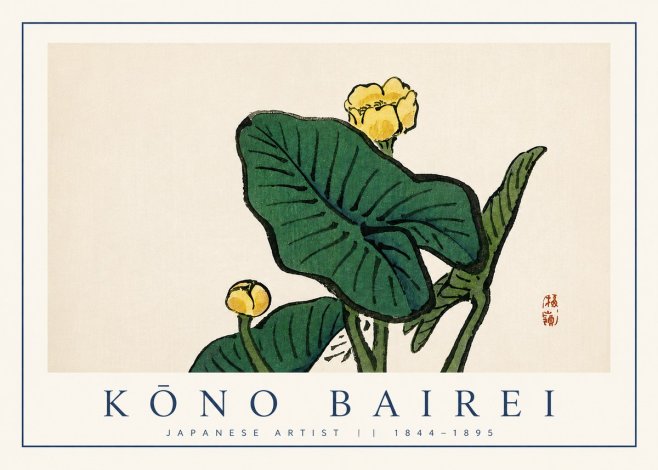 Kōno Bairei Yellow Pond Lilies No3 - Juliste