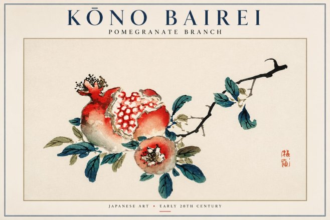 Kōno Bairei Pomegranate Branch No2 - Juliste