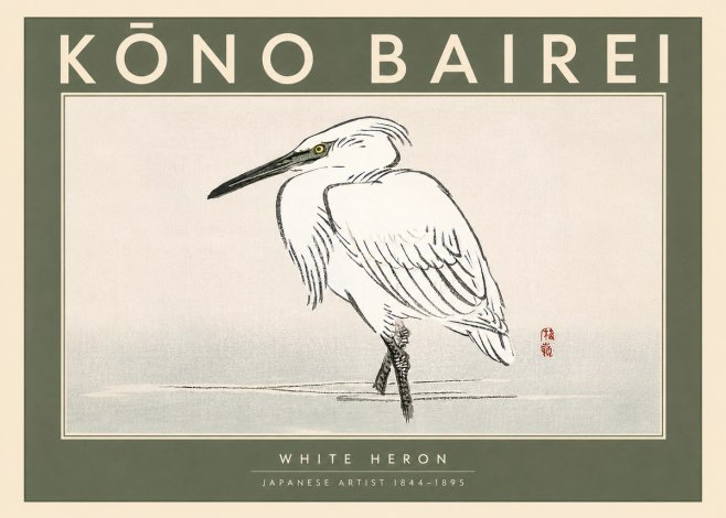 Kōno Bairei White Heron No3 - Juliste