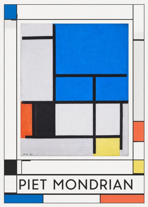 Piet Mondrian Composition with Red, Black, Blue, and Yellow No2 - Juliste