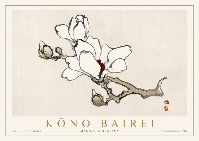Kōno Bairei Magnolia Blossom No4 - Juliste