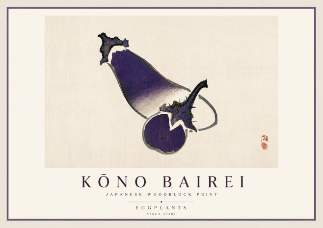 Kōno Bairei Eggplants No3 - Juliste