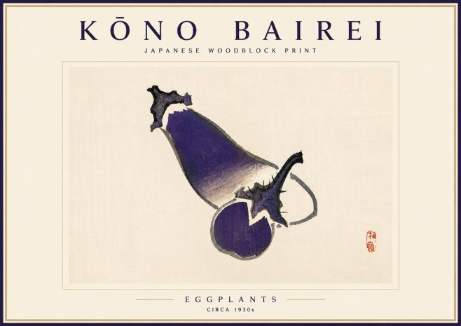 Kōno Bairei Eggplants No4 - Juliste