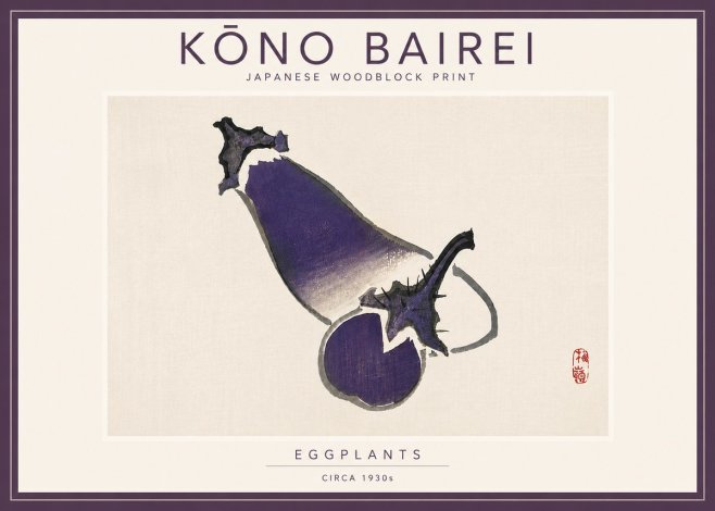 Kōno Bairei Eggplants No5 - Juliste