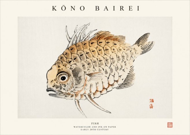 Kōno Bairei Fish III No1 - Juliste