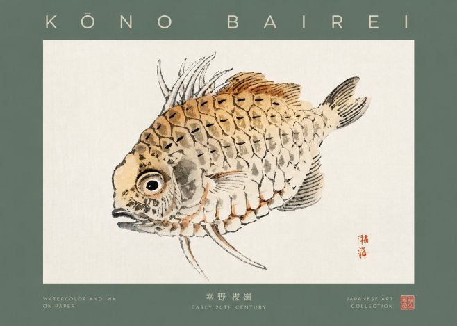 Kōno Bairei Fish III No2 - Juliste