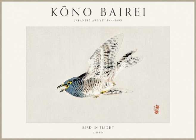 Kōno Bairei Bird in Flight No1 - Juliste