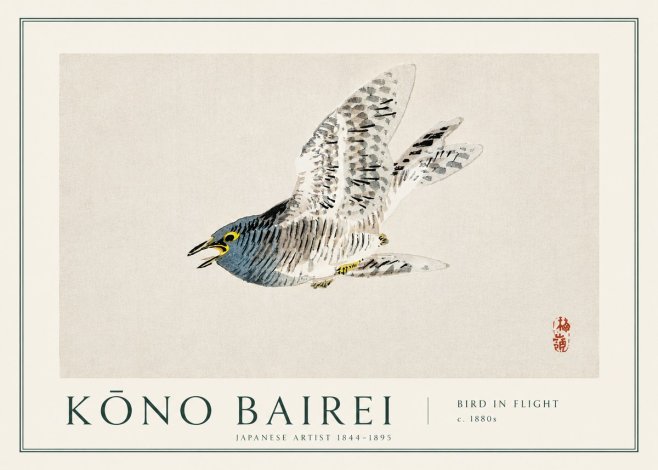 Kōno Bairei Bird in Flight No3 - Juliste