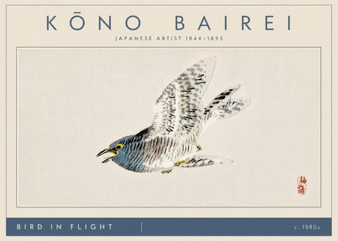 Kōno Bairei Bird in Flight No4 - Juliste