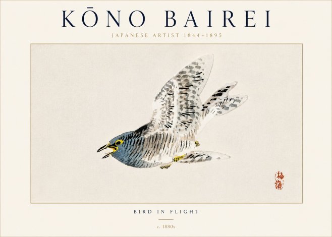 Kōno Bairei Bird in Flight No5 - Juliste