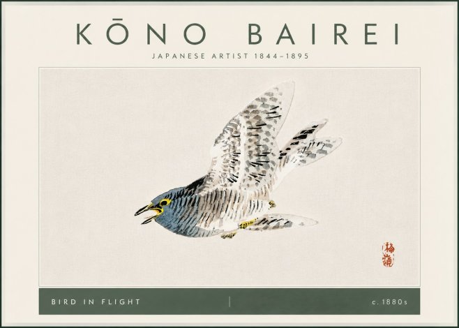 Kōno Bairei Bird in Flight No6 - Juliste