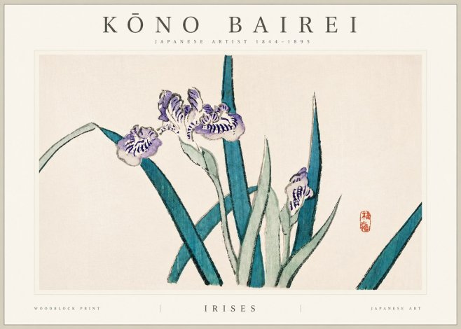 Kōno Bairei Irises No6 - Juliste