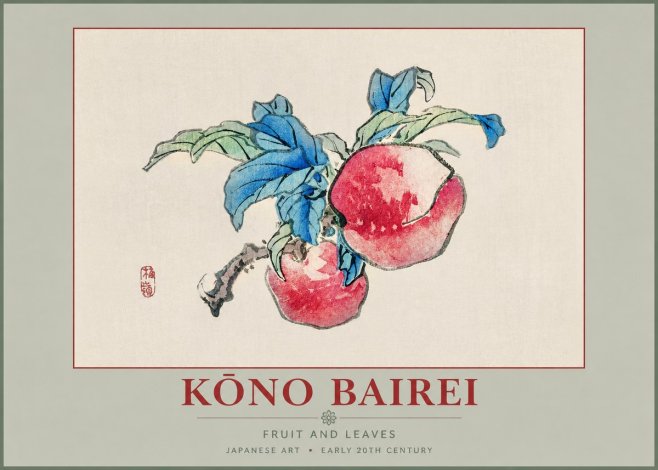 Kōno Bairei Fruit and Leaves No2 - Juliste