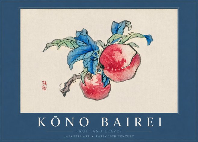 Kōno Bairei Fruit and Leaves No3 - Juliste