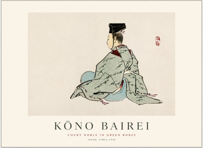 Kōno Bairei Court Noble in Green Robes No1 - Juliste