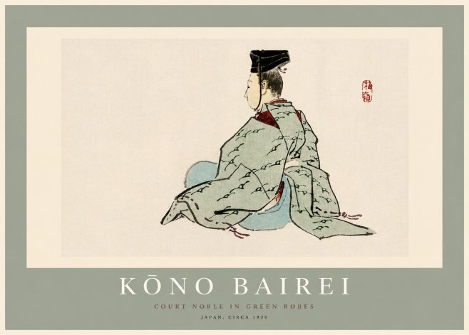 Kōno Bairei Court Noble in Green Robes No2 - Juliste