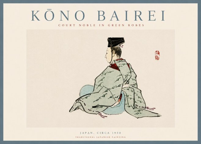 Kōno Bairei Court Noble in Green Robes No3 - Juliste