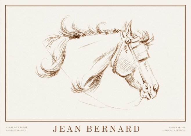 Jean Bernard Study of a Horse I No2 - Juliste