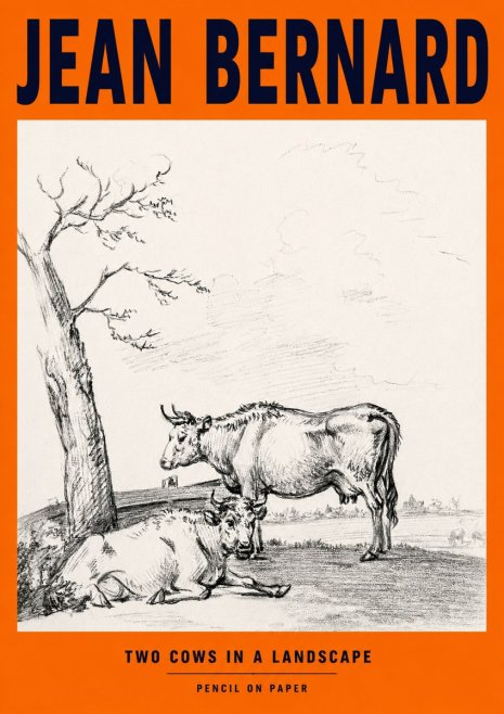 Jean Bernard Two Cows in a Landscape No2 - Juliste