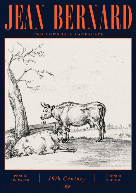 Jean Bernard Two Cows in a Landscape No6 - Juliste
