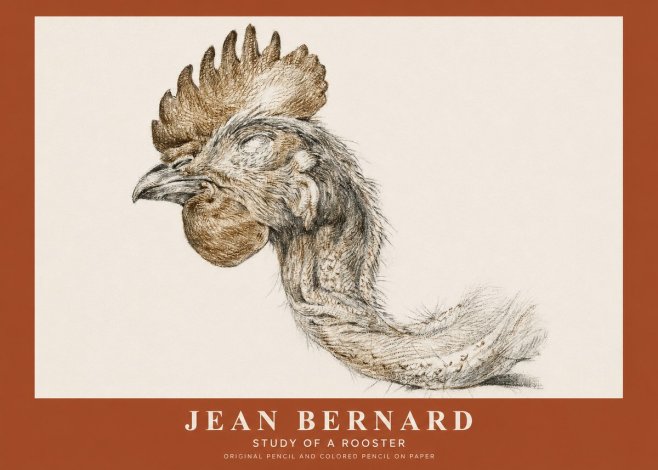 Jean Bernard Study of a Rooster Head No2 - Juliste