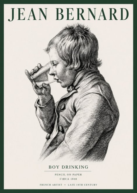 Jean Bernard Young Boy Drinking No5 - Juliste