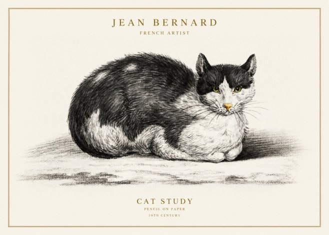 Jean Bernard Cat Study II No1 - Juliste