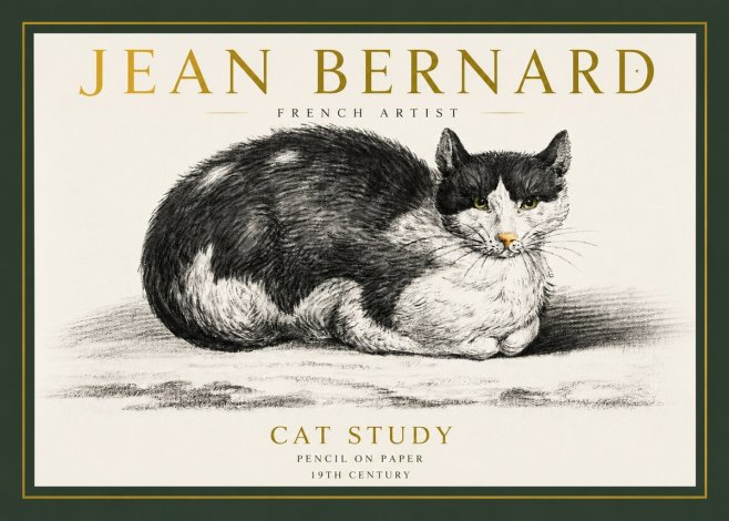 Jean Bernard Cat Study II No3 - Juliste