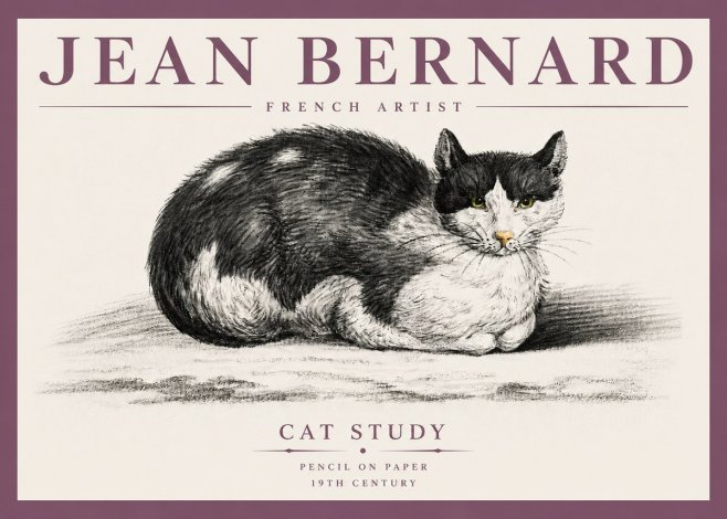 Jean Bernard Cat Study II No4 - Juliste