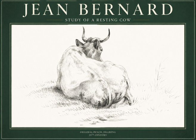 Jean Bernard Study of a Resting Cow I No1 - Juliste
