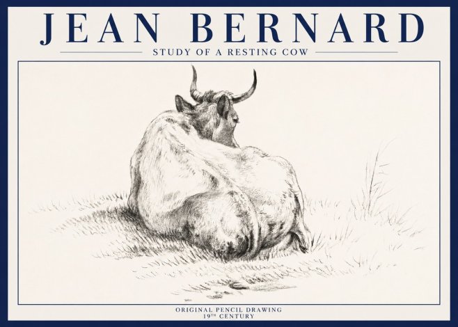 Jean Bernard Study of a Resting Cow I No3 - Juliste