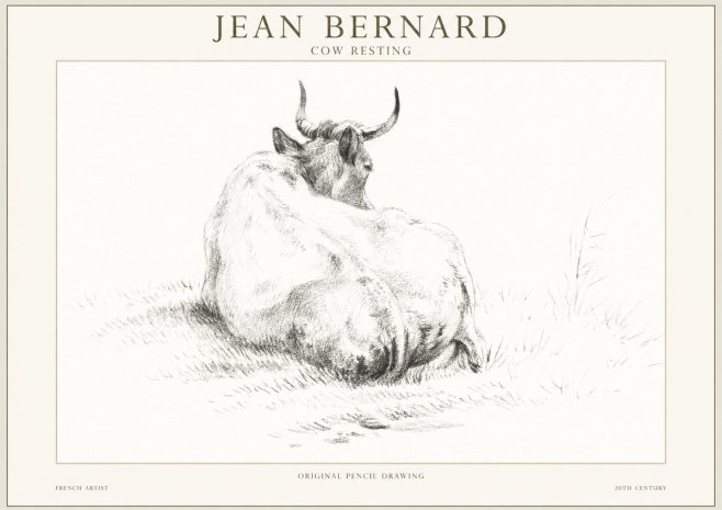 Jean Bernard Study of a Resting Cow I No5 - Juliste