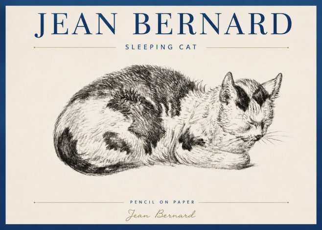 Jean Bernard Sleeping Cat I No3 - Juliste