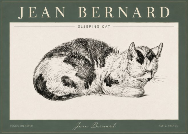 Jean Bernard Sleeping Cat I No4 - Juliste