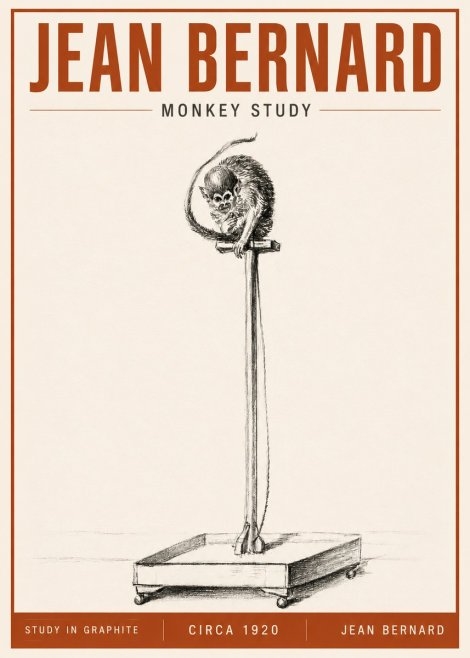 Jean Bernard Monkey Study No5 - Juliste
