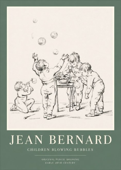 Jean Bernard Children Blowing Bubbles No1 - Juliste