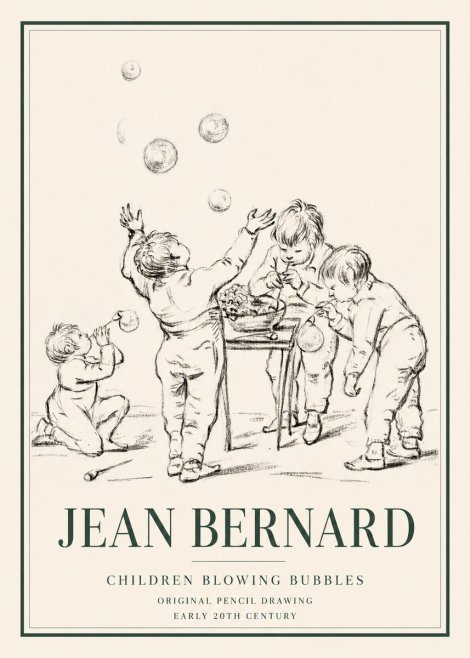 Jean Bernard Children Blowing Bubbles No3 - Juliste