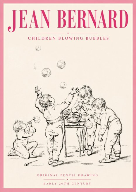 Jean Bernard Children Blowing Bubbles No5 - Juliste