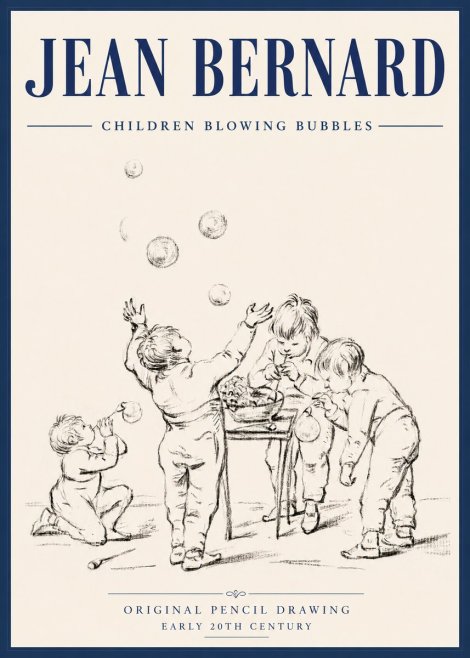 Jean Bernard Children Blowing Bubbles No6 - Juliste