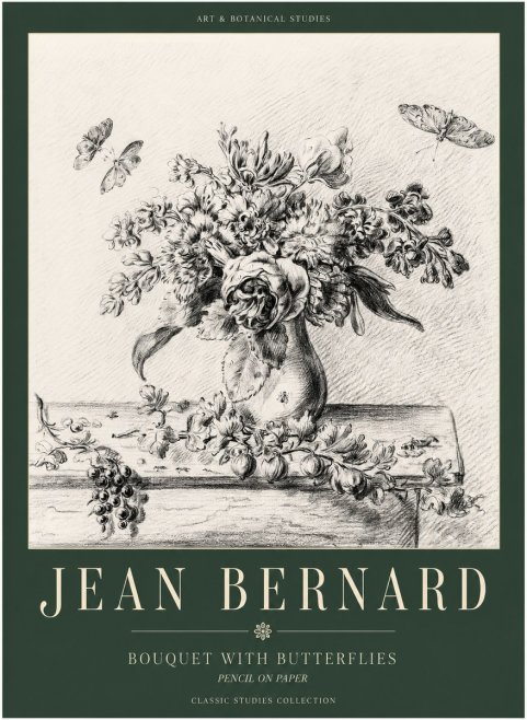 Jean Bernard Floral Still Life with Insects No3 - Juliste