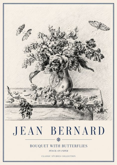 Jean Bernard Floral Still Life with Insects No5 - Juliste