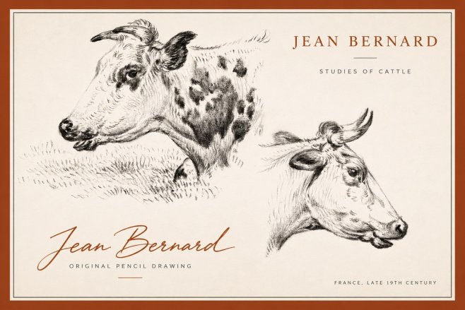 Jean Bernard Studies of Cattle I No3 - Juliste