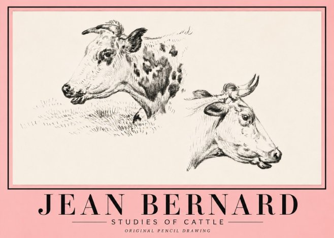 Jean Bernard Studies of Cattle I No5 - Juliste