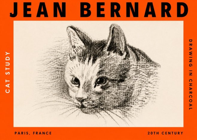 Jean Bernard Cat Study III No3 - Juliste